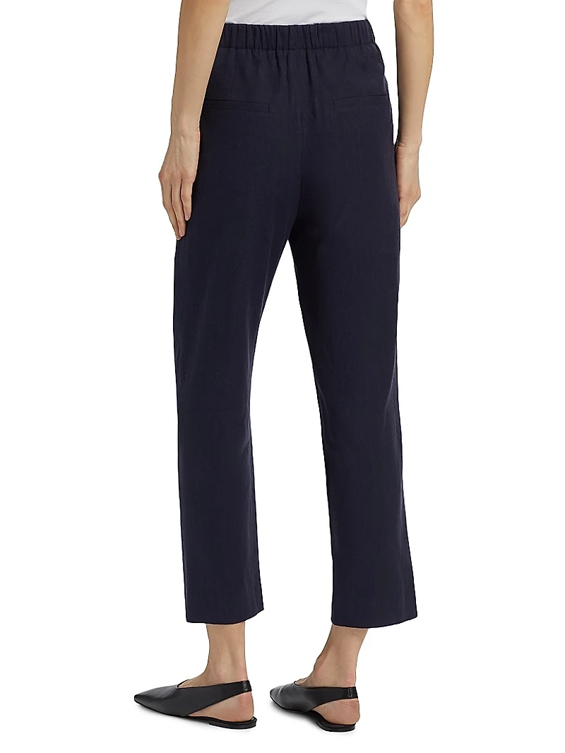 Linen-Blend Mid-Rise Tapered Pants
