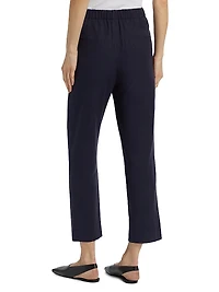 Linen-Blend Mid-Rise Tapered Pants