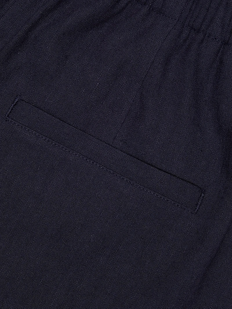 Linen-Blend Mid-Rise Tapered Pants