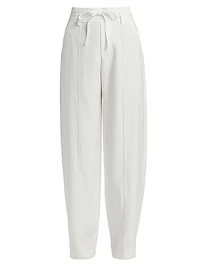 Mid-Rise Double-Waistband Drawstring Pants