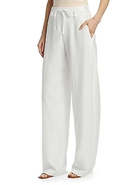 Mid-Rise Double-Waistband Drawstring Pants