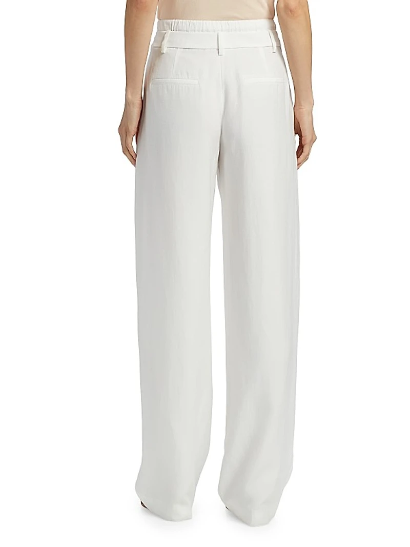 Mid-Rise Double-Waistband Drawstring Pants