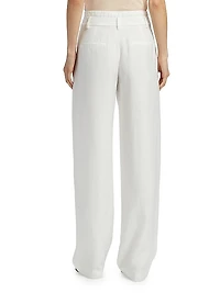 Mid-Rise Double-Waistband Drawstring Pants