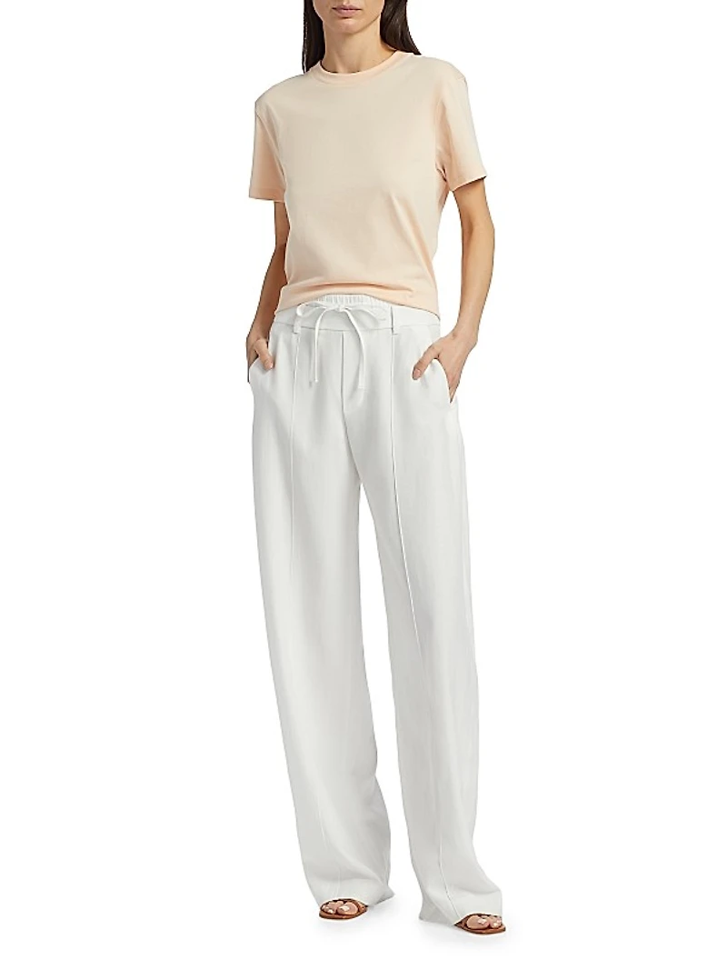 Mid-Rise Double-Waistband Drawstring Pants