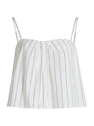 Seedling Draped Striped Cotton Sleeveless Top