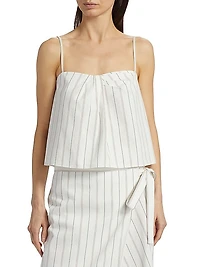 Seedling Draped Striped Cotton Sleeveless Top