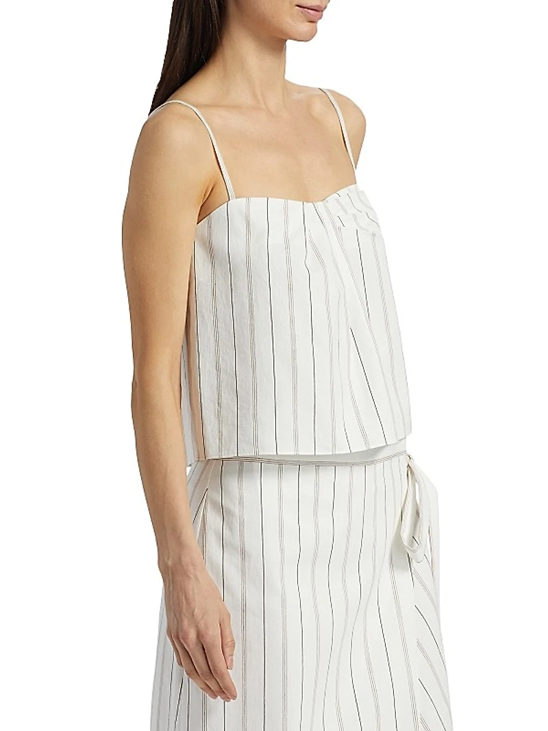 Seedling Draped Striped Cotton Sleeveless Top