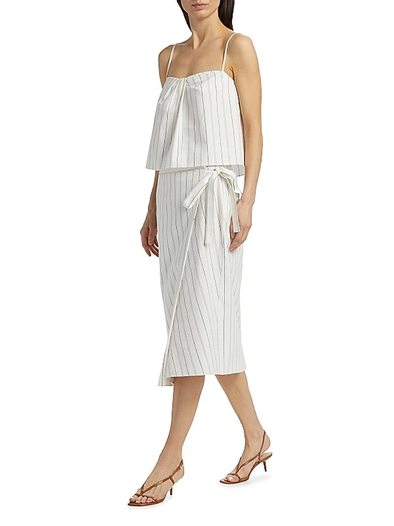 Seedling Draped Striped Cotton Sleeveless Top