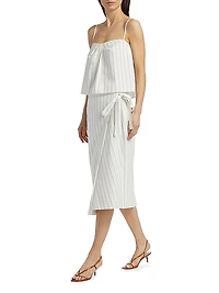 Seedling Draped Striped Cotton Sleeveless Top
