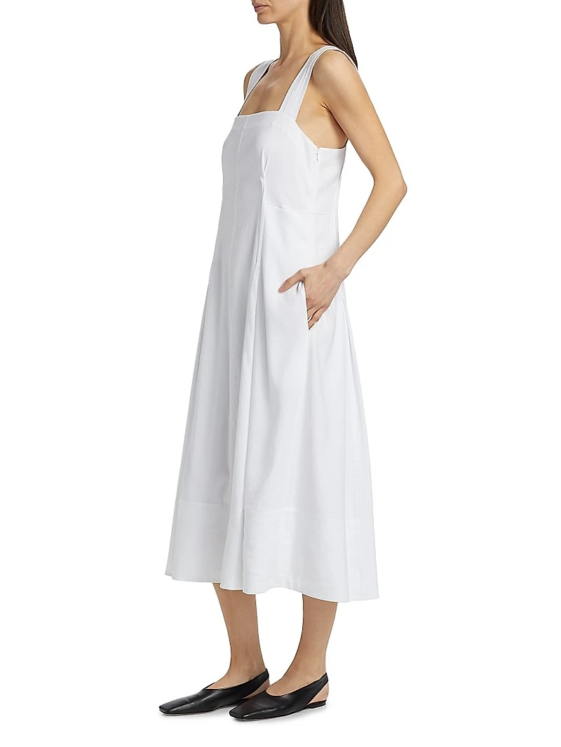 Cami Linen-Blend A-Line Midi-Dress