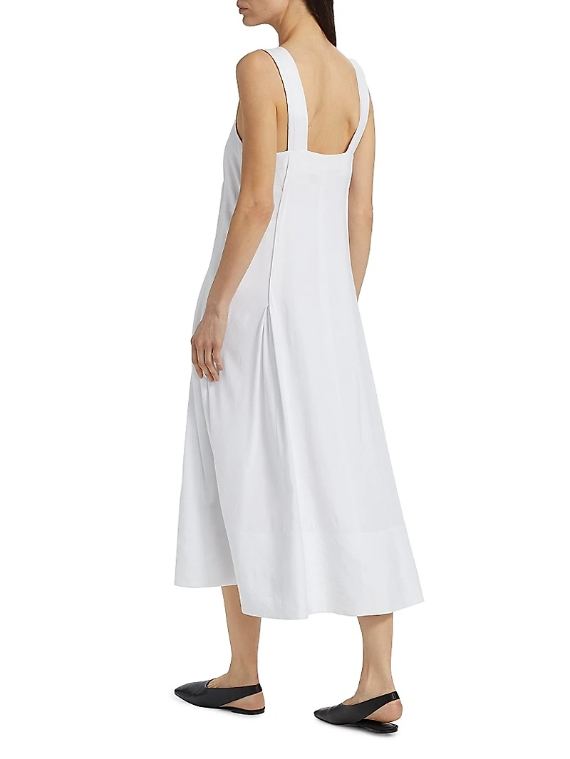 Cami Linen-Blend A-Line Midi-Dress