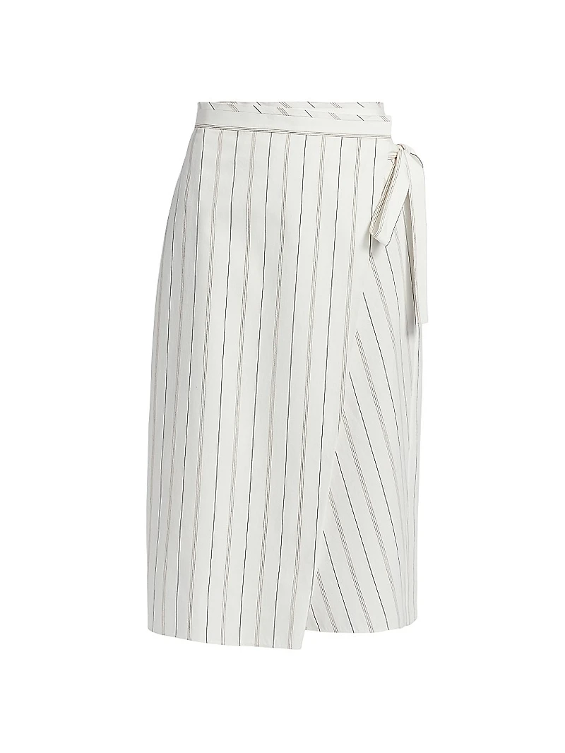 Seedling Striped Cotton Wrap Midi-Skirt