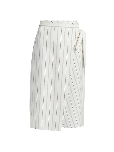 Seedling Striped Cotton Wrap Midi-Skirt
