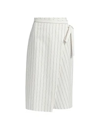 Seedling Striped Cotton Wrap Midi-Skirt