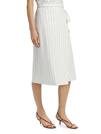Seedling Striped Cotton Wrap Midi-Skirt