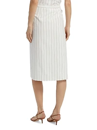 Seedling Striped Cotton Wrap Midi-Skirt