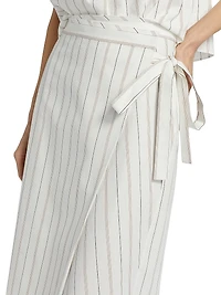 Seedling Striped Cotton Wrap Midi-Skirt