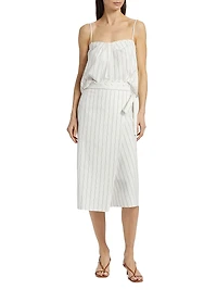 Seedling Striped Cotton Wrap Midi-Skirt