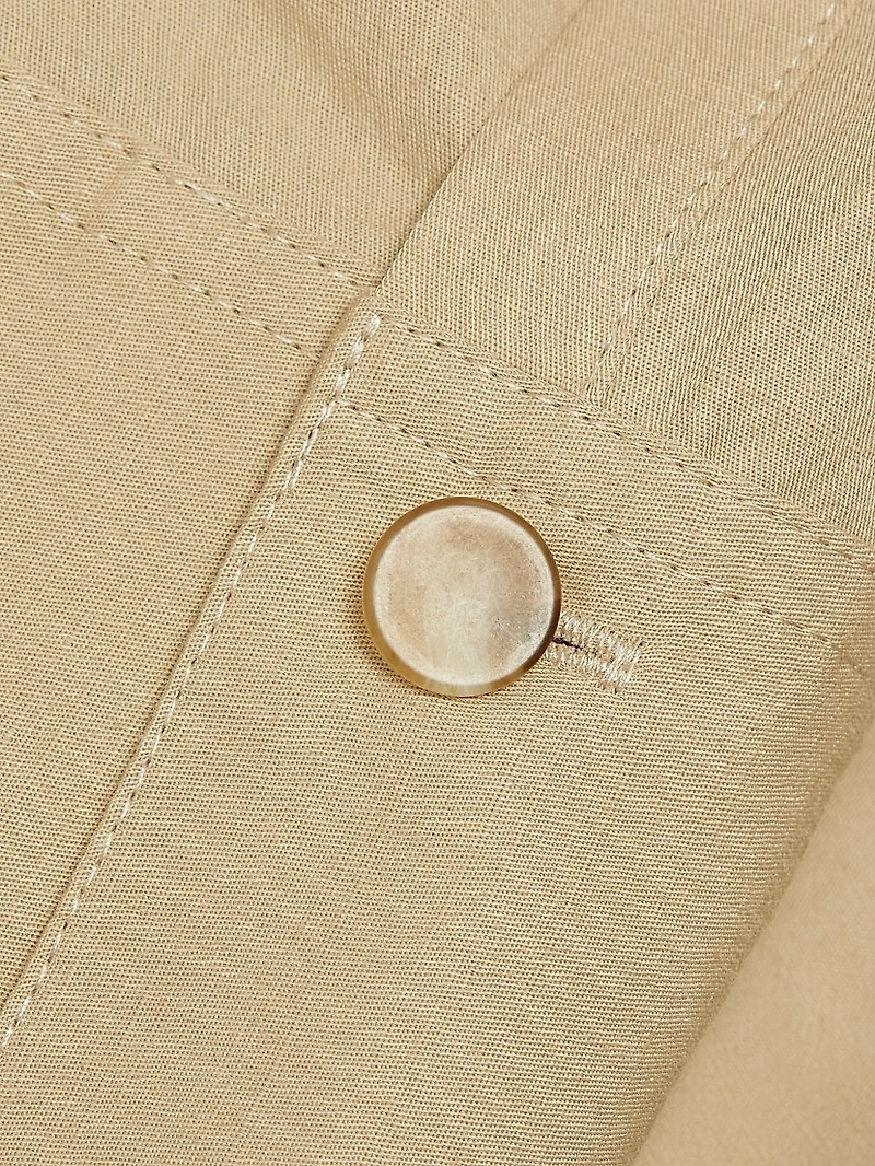 Cotton-Linen-Blend Wrap Midi-Shirtdress