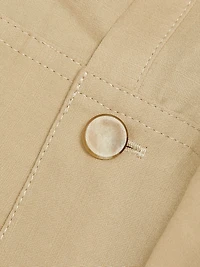 Cotton-Linen-Blend Wrap Midi-Shirtdress