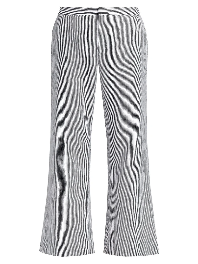 Striped Linen-Cotton Low-Rise Flared Pants