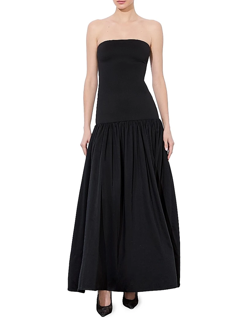 Oriana Strapless Drop-Waist Midi-Dress