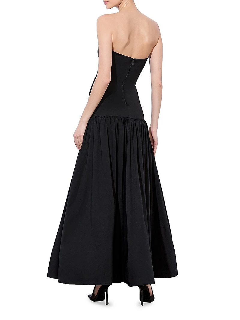 Oriana Strapless Drop-Waist Midi-Dress