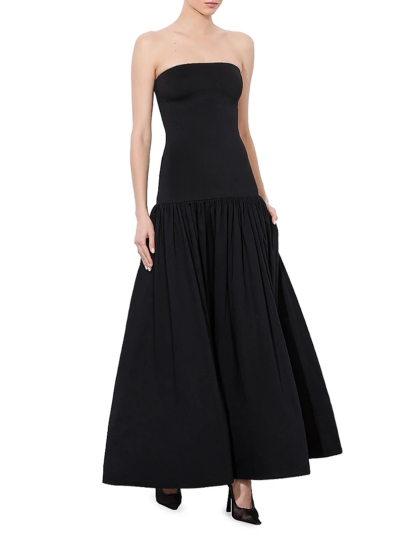 Oriana Strapless Drop-Waist Midi-Dress