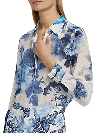 Willa Floral Print Button-Up Blouse