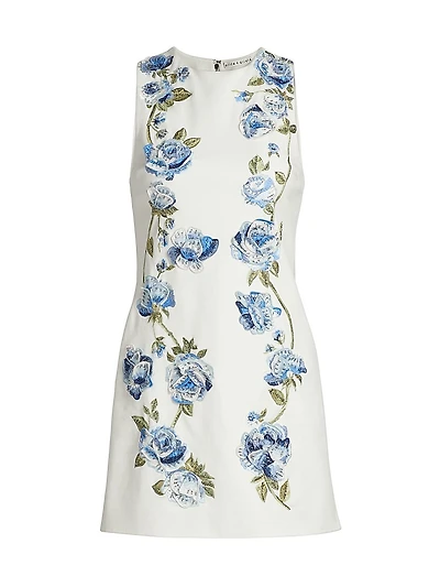 Clyde Embellished Floral Shift Minidress
