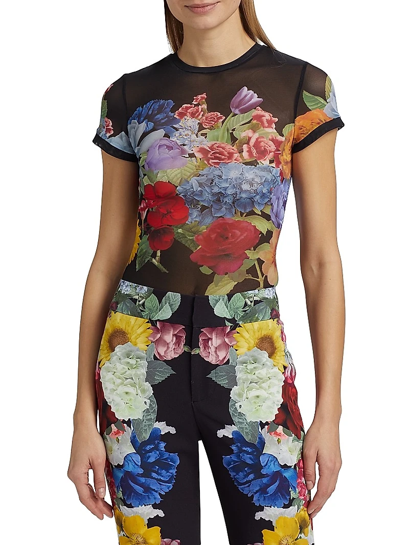 Tess Floral Semi-Sheer T-Shirt