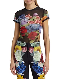 Tess Floral Semi-Sheer T-Shirt