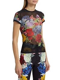 Tess Floral Semi-Sheer T-Shirt