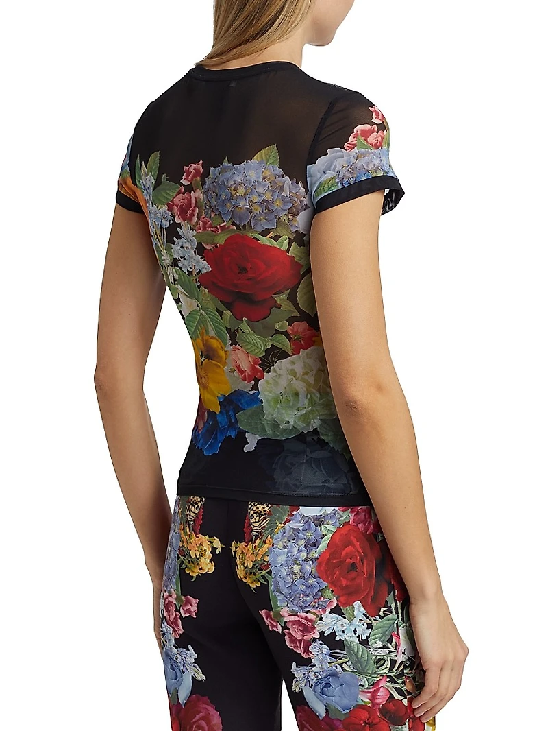 Tess Floral Semi-Sheer T-Shirt
