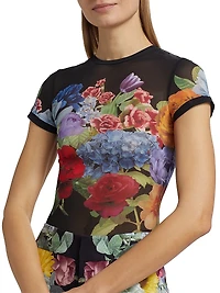 Tess Floral Semi-Sheer T-Shirt