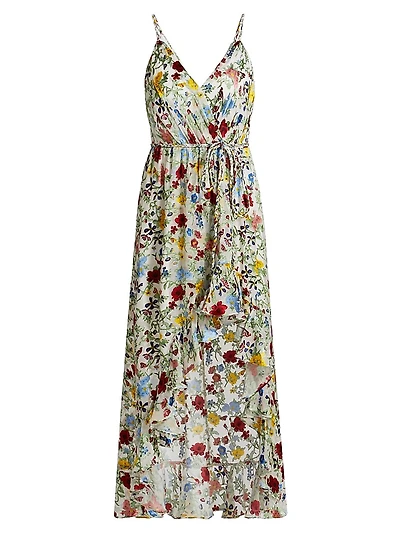 Tara Floral Asymmetric Wrap Midi-Dress