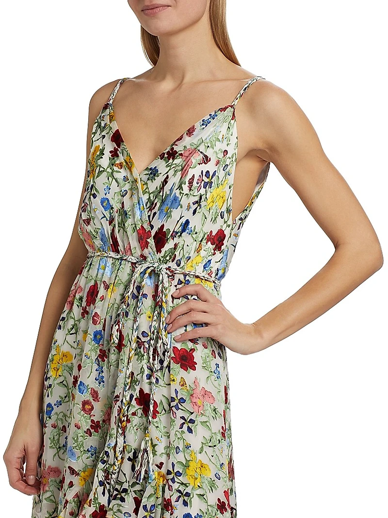 Tara Floral Asymmetric Wrap Midi-Dress