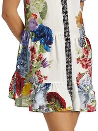 Claire Floral Puff-Sleeve Mini Shirtdress