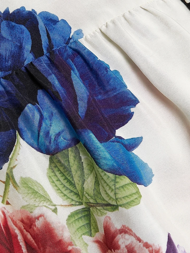 Claire Floral Puff-Sleeve Mini Shirtdress