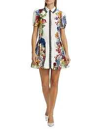 Claire Floral Puff-Sleeve Mini Shirtdress