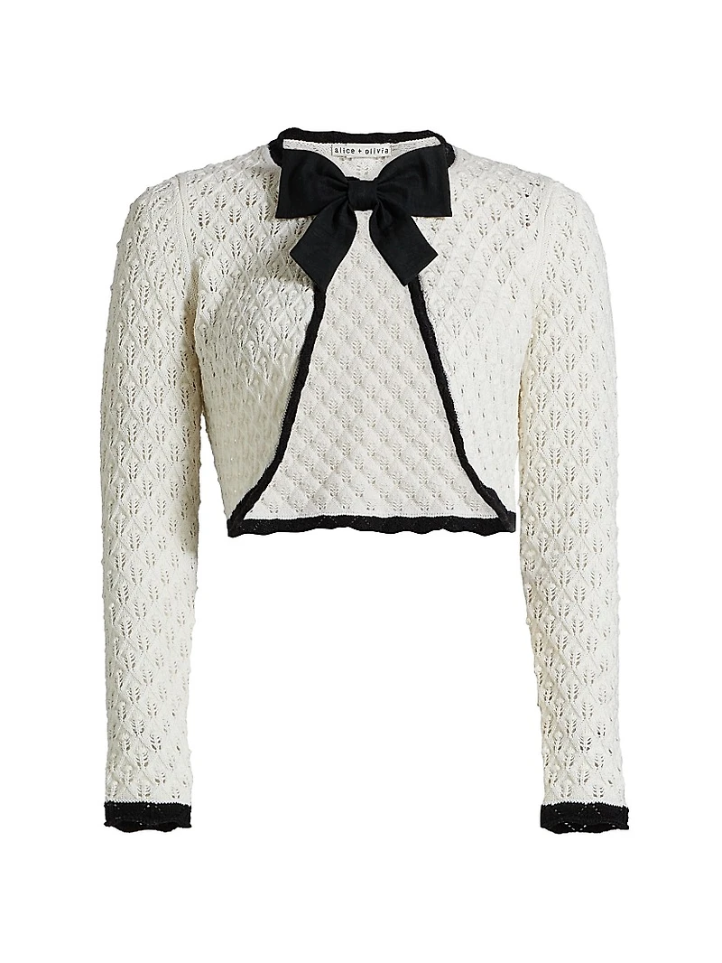 Dannie Bow Knit Cropped Cardigan