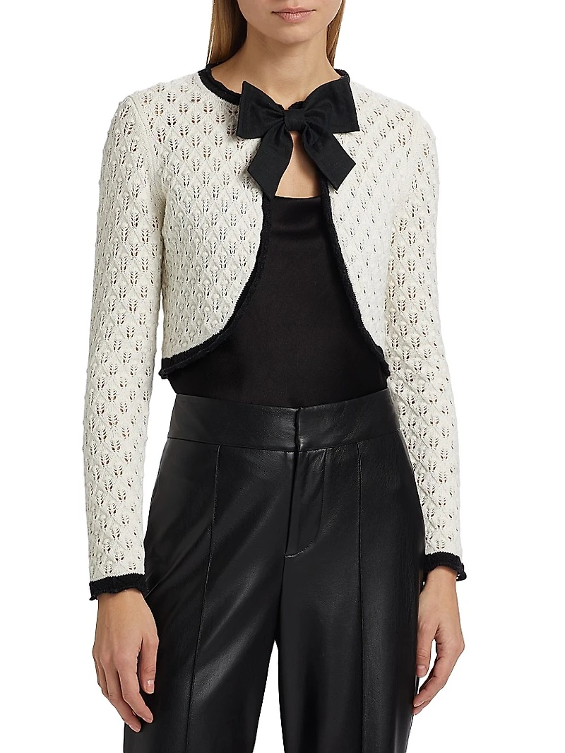 Dannie Bow Knit Cropped Cardigan