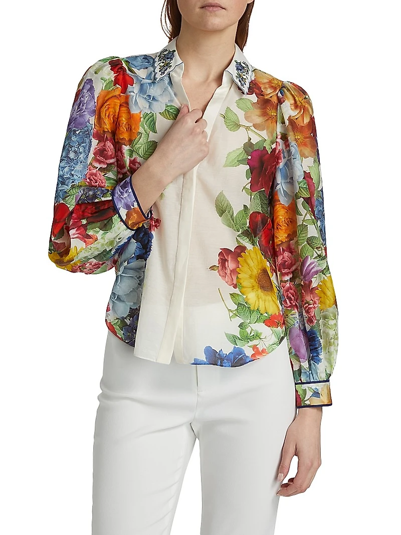 Roanne Floral Cotton-Silk Blouse