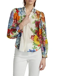 Roanne Floral Cotton-Silk Blouse