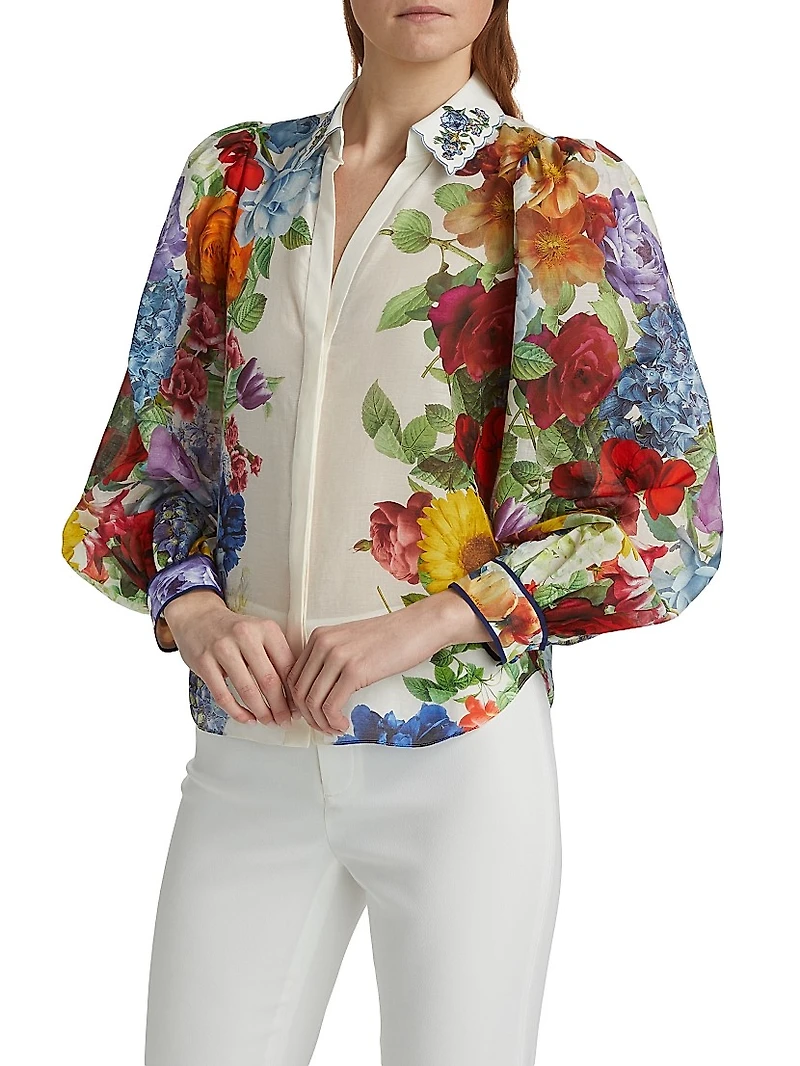 Roanne Floral Cotton-Silk Blouse