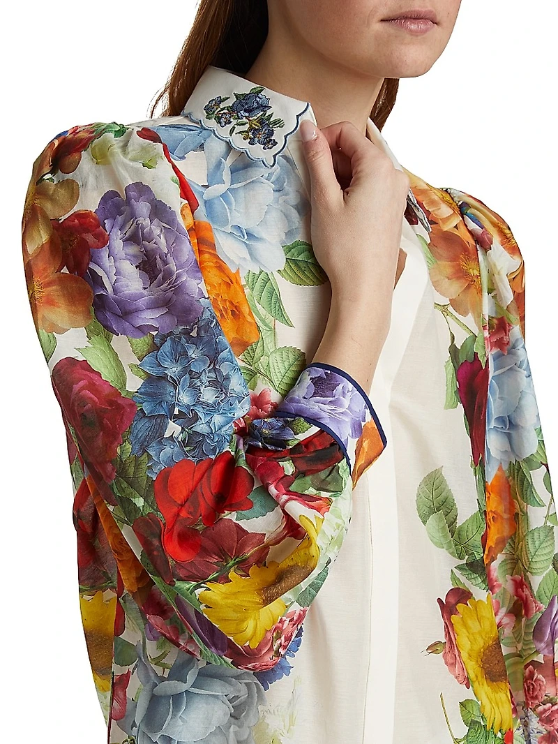 Roanne Floral Cotton-Silk Blouse