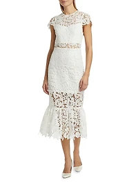 Clover Open Back Lace Midi-Dress