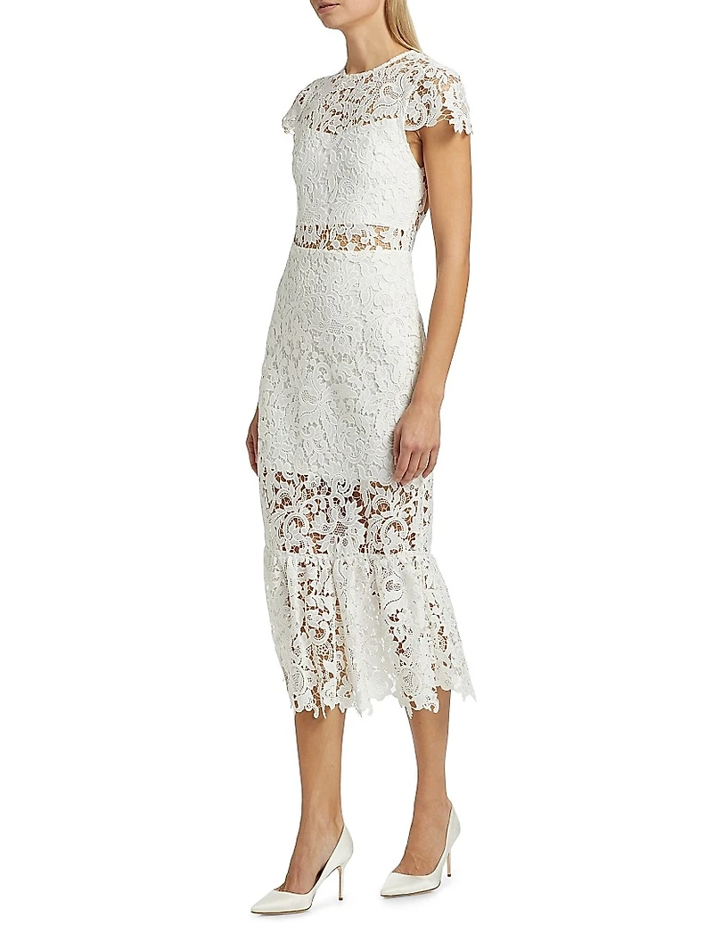 Clover Open Back Lace Midi-Dress