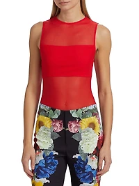 Bandeau Sleeveless Sheer Crewneck Bodysuit