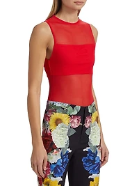 Bandeau Sleeveless Sheer Crewneck Bodysuit